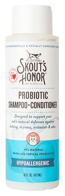 Skout's Honor Cat Probiotic Shampoo+Conditioner Fragrance Free Hypoallergenic, 16 fl. oz.