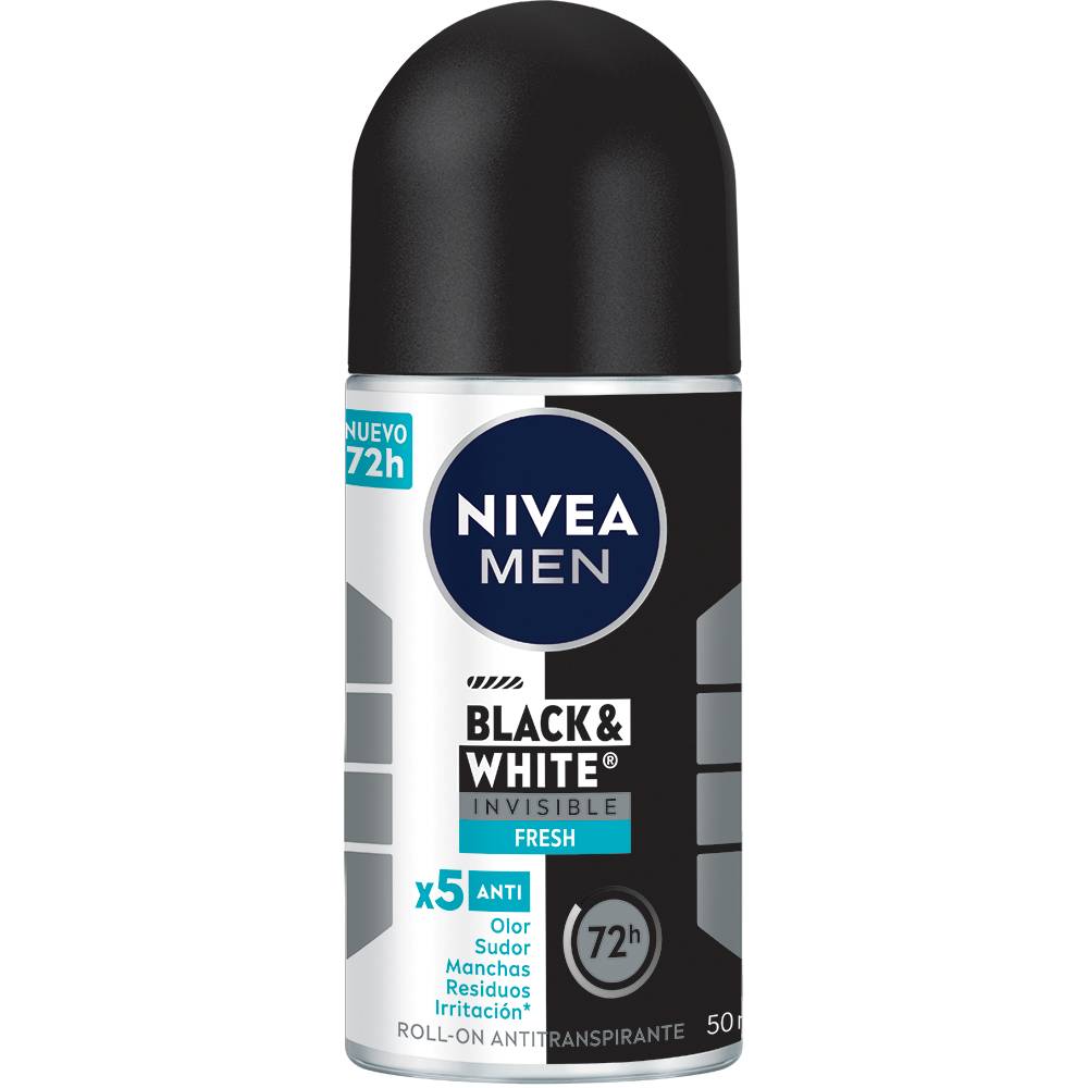 Nivea Men · Black & white invisible antitranspirante roll on (50 ml)
