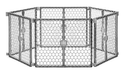 Regalo 2 In 1 Play Yard and Baby Gate, Silver