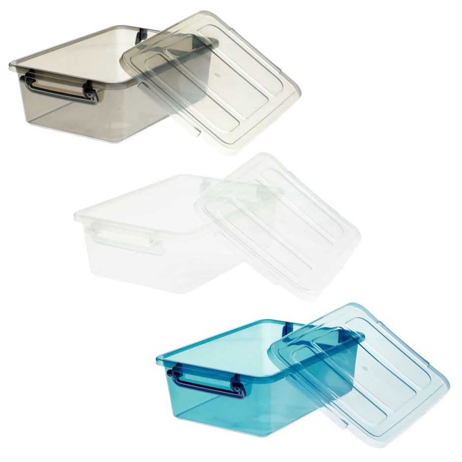 Translucent Plastic Storage Boxes with Clip-Lock Lids, 8.7x6.1x3 in.