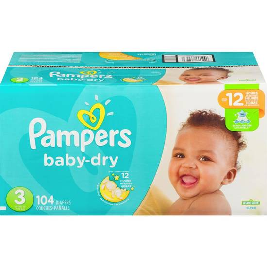Couches Pampers Baby Dry, format Super Economique 