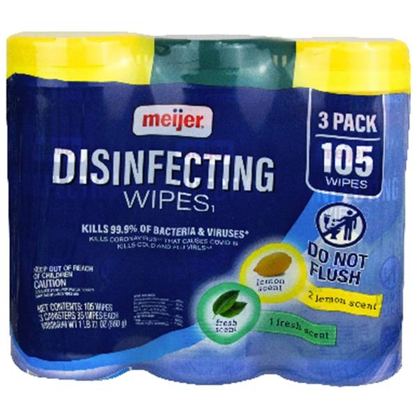 Meijer Disinfecting Wipes 1 Fresh/2 Lemon 35 count 3 pack
