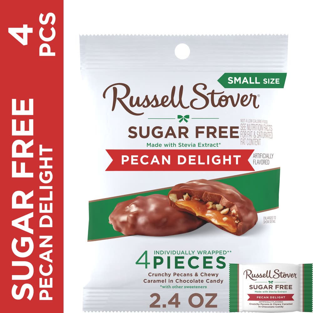 Russell Stover Sugar Free Chocolate Candy, Pecan Delight (2.4 oz, 4 ct)