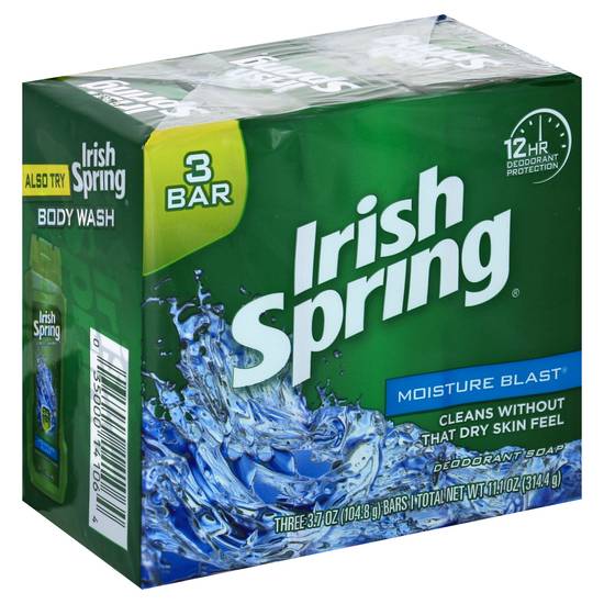 Irish Spring Moisture Blast Deodorant Soap (3 ct)