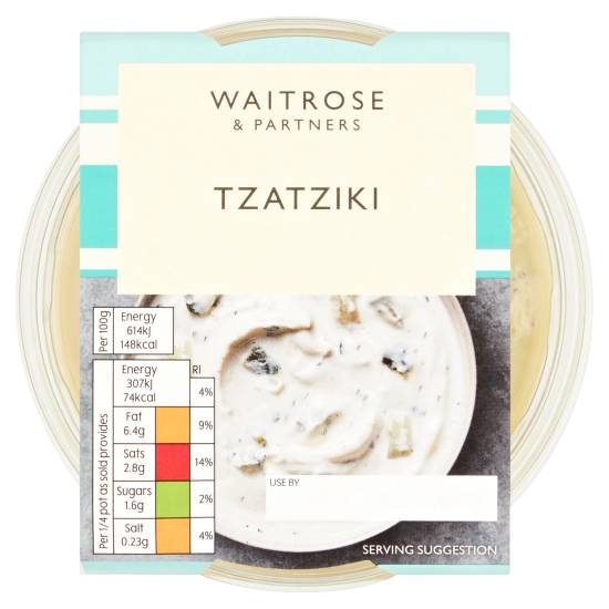 Waitrose & Partners Tzatziki With Yogurt, Cucumber and Mint.