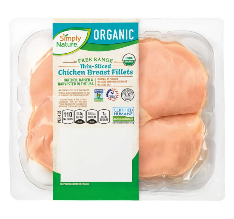 Simply Nature Organic Thin Sliced Chicken Breast Fillets