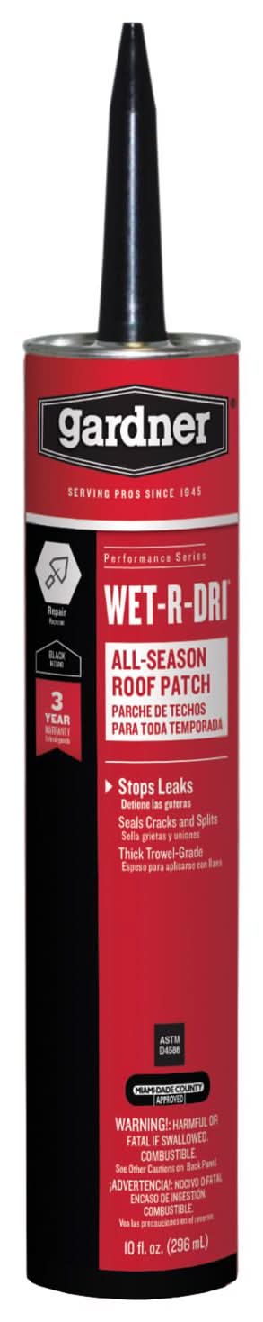 Gardner Wet-R-Dri Gloss Black Patching Cement All-Weather Roof Cement 10 Oz