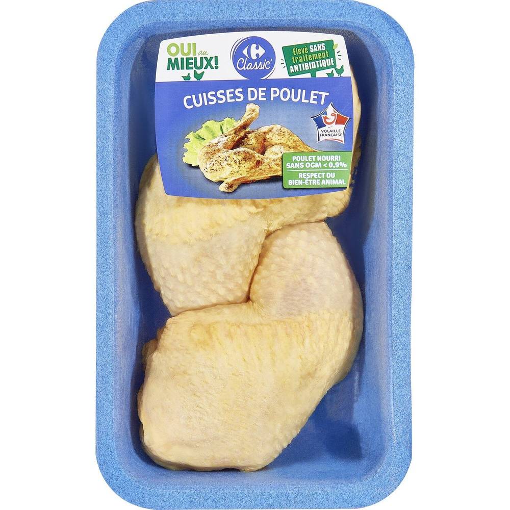 Cuisses de poulet jaune CARREFOUR CLASSIC' - la barquette de 500g