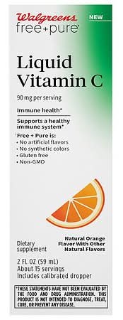 Walgreens Free & Pure Liquid Vitamin C For Immune Health, Orange (2 fl oz)