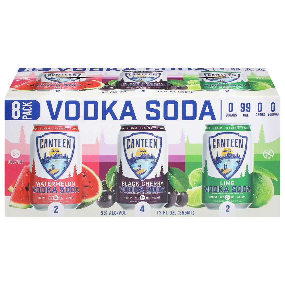 CANTEEN Spirits Vodka Soda Variety pack, Assorted (8 x 12 fl oz)