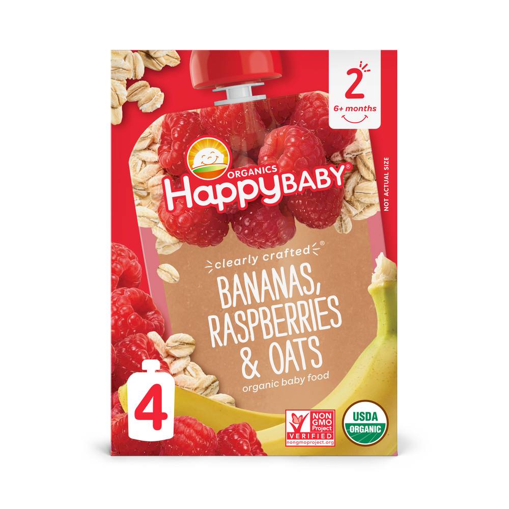 Happy Baby Organics Bananas Raspberries & Oats Blend (4 ct)