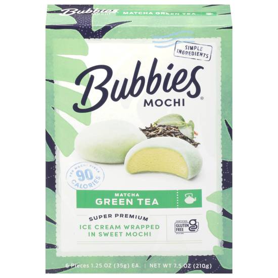 Bubbies Ice Cream Wrapped in Sweet Mochi (6 ct) (matcha green tea )
