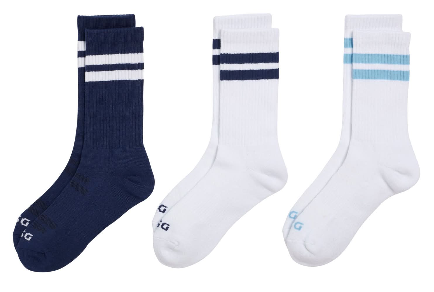 DSG Lifestyle Crew Socks 3-Pack (Navy/Light Blue, M)
