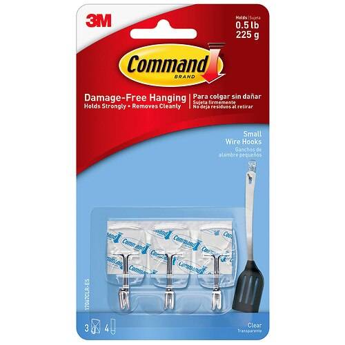 Command Utensil Hooks With Clear Strips - 3.0 EA