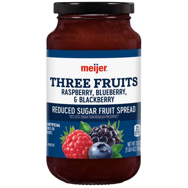 Meijer Raspberry, Blueberry & Blackberry Three Fruits Light Preserves (1.25 lbs)