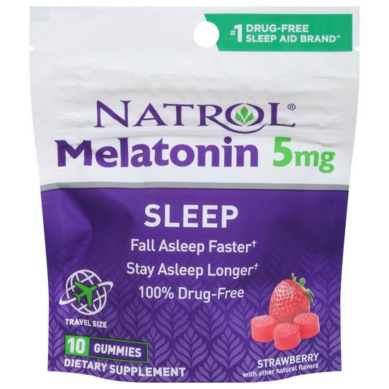Natrol Gummies Sleep 10 mg Strawberry Melatonin Travel Size (10 ct)