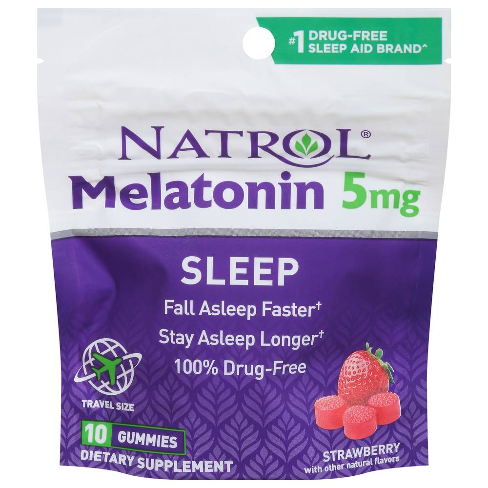 Natrol Gummies Sleep 10 mg Strawberry Melatonin Travel Size