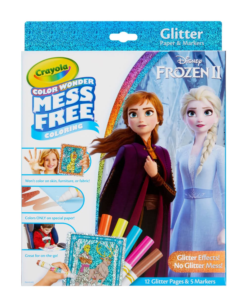 Crayola Wonder Glitter Coloring N 2: Mess Free Ckit - Disney Frozeoloring Book For Creative Thinking & Shapes Age 3+