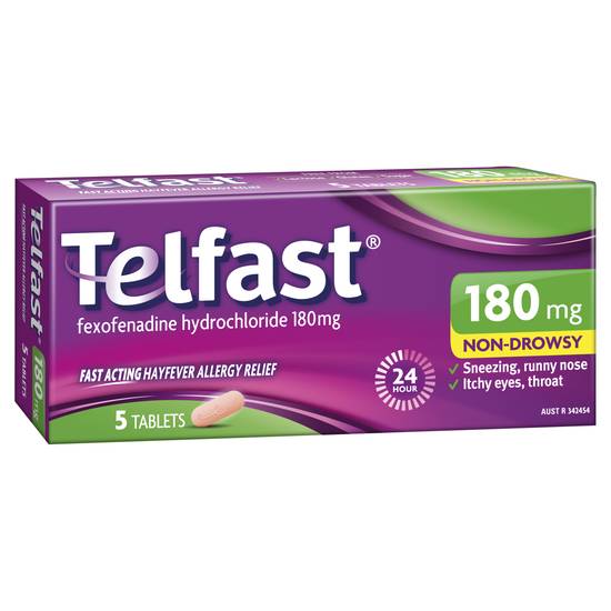 Telfast Hayfever Allergy Relief 180mg Antihistamine Tablets 5 pack