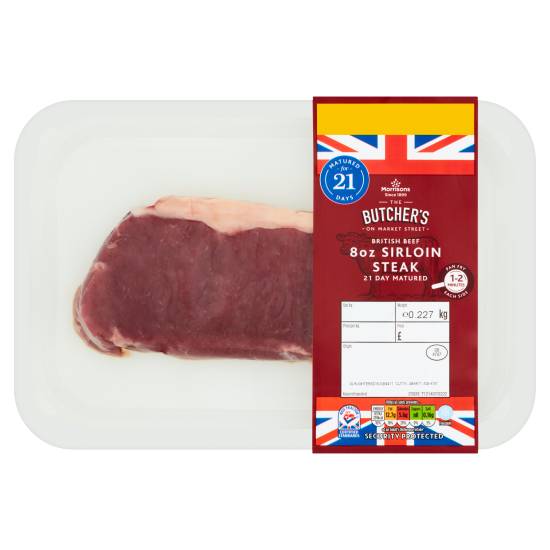 Morrisons The Butcher's on Market Street British Beef 8 oz Sirloin Steak (0.23kg)