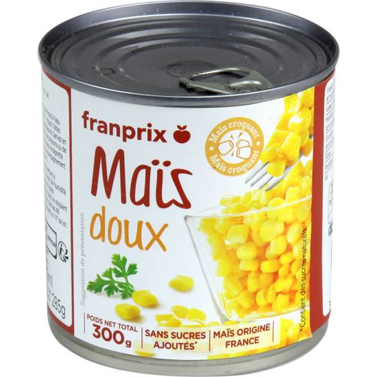 Maïs doux extra-croquant sans résidu de pesticides franprix 300g