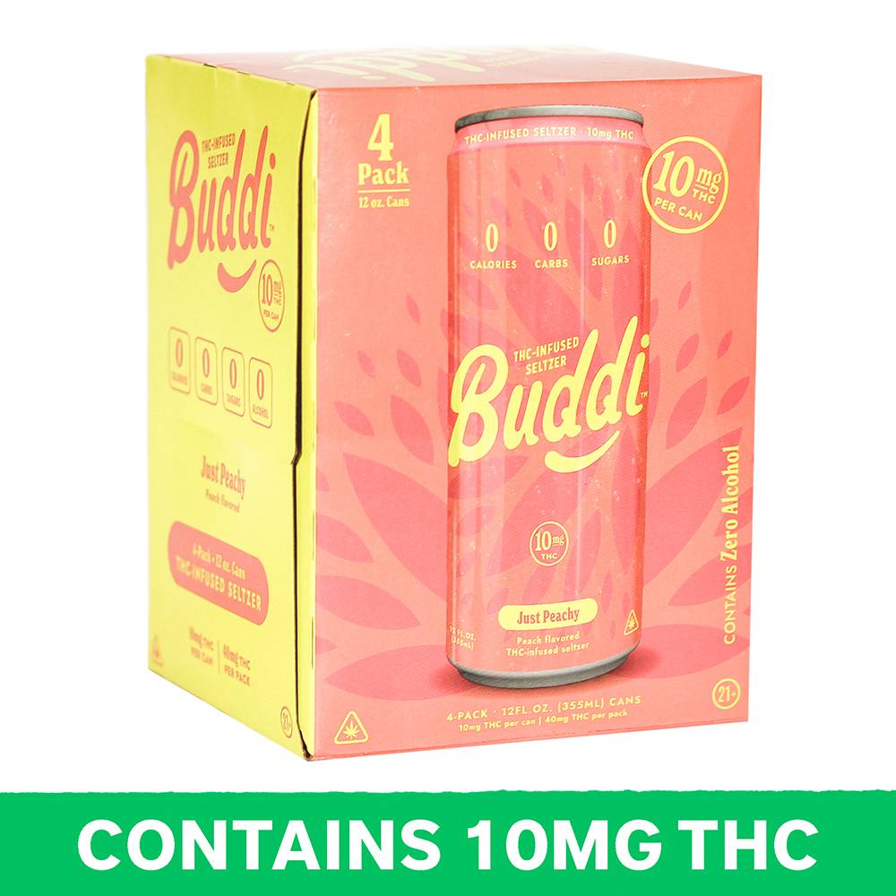 Buddi Infused Seltzer, Peach (4 x 12 fl oz)