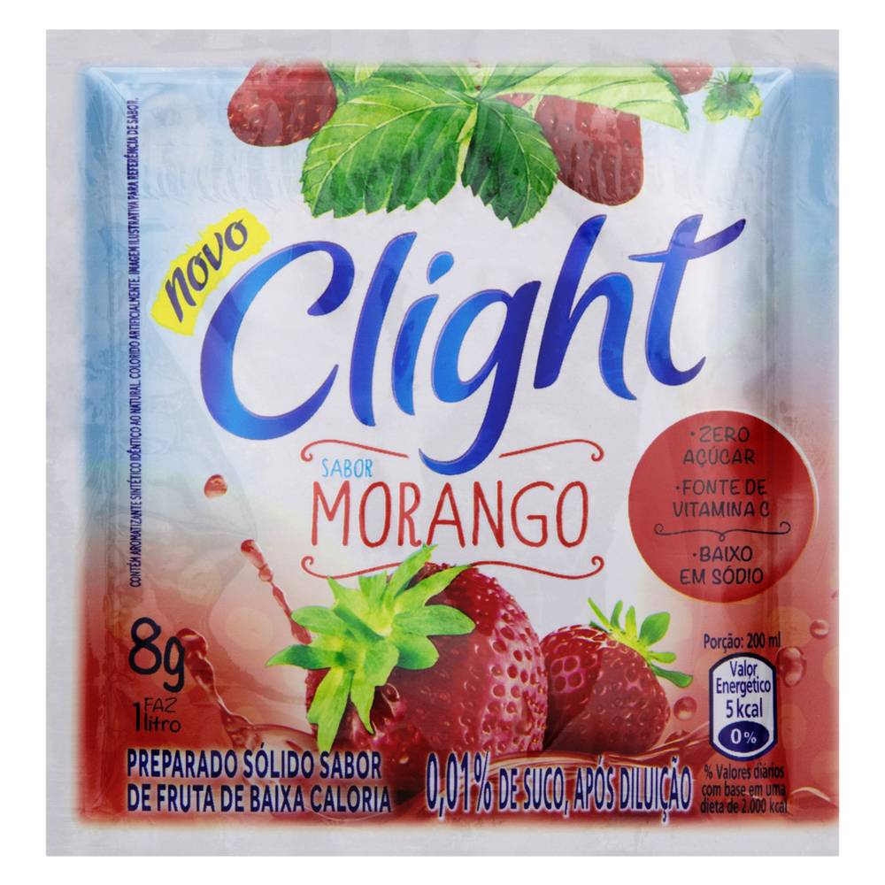 Clight refresco em pó sabor morango zero açúcar (8g)
