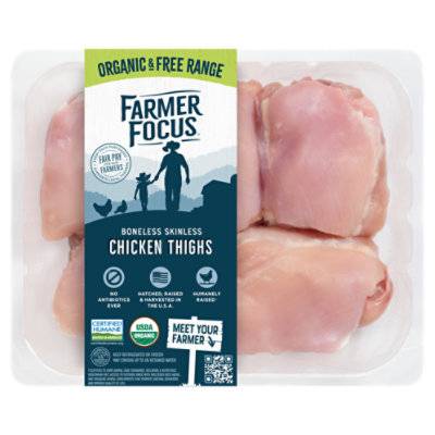 Farmer Focus Organic Boneless Skinless Chicken Thighs - 1 Lb