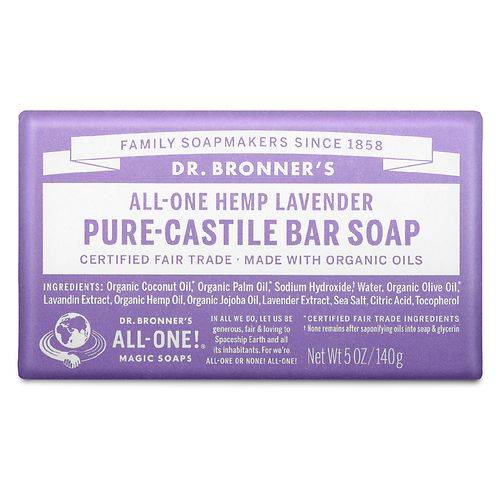 Dr. Bronner's All-One Hemp Pure-Castile Soap Bar Lavender - 5.0 oz