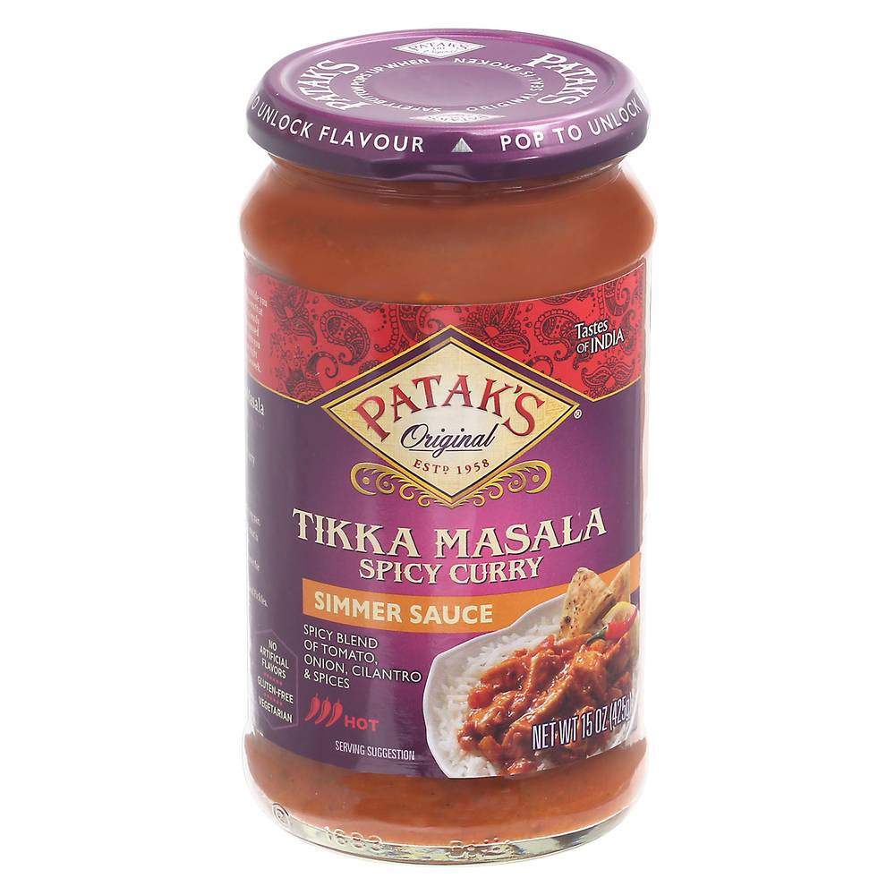 Patak's Original Hot Tikka Masala Spicy Curry Simmer Sauce (15 oz)