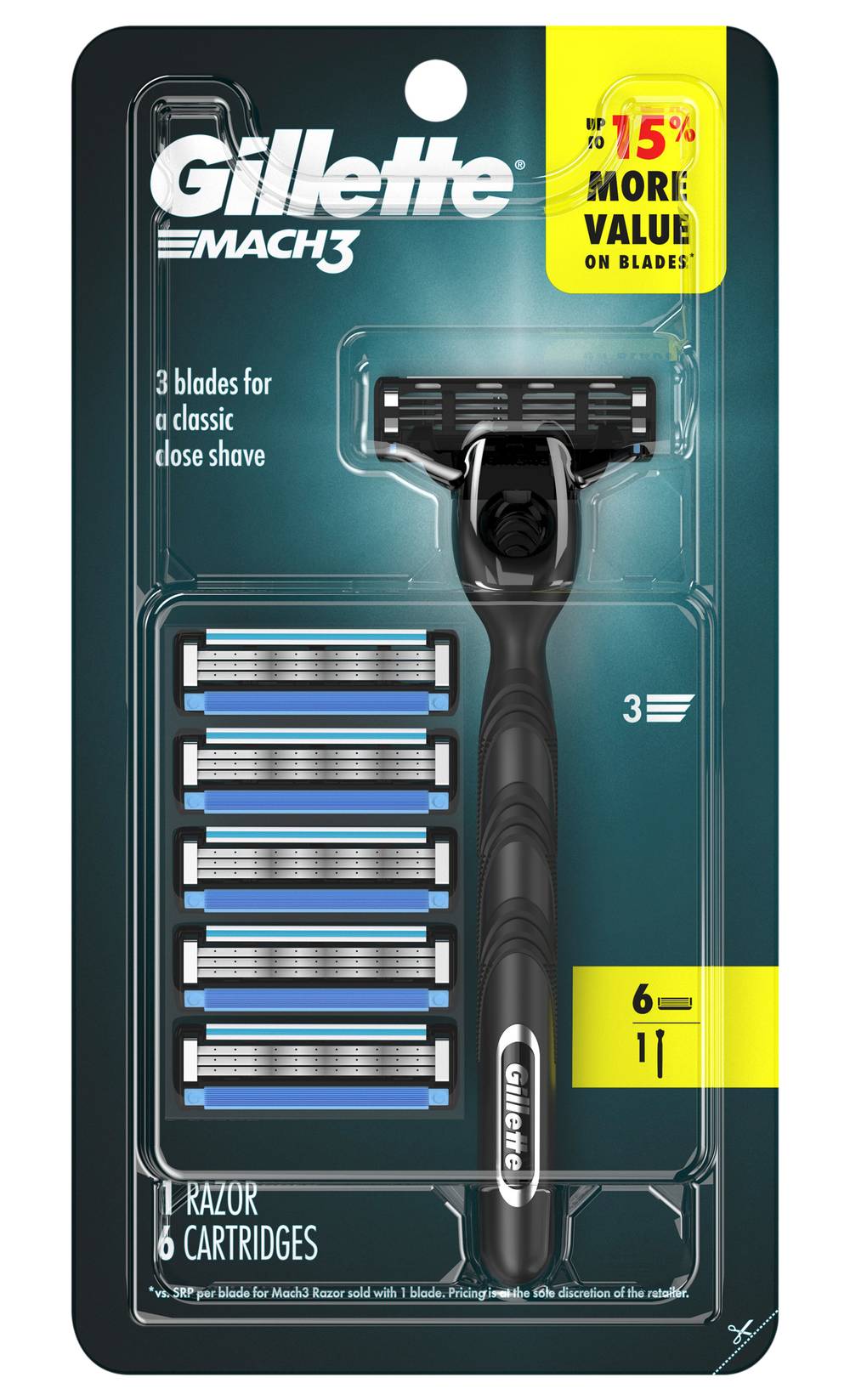 Gillette Mach3 6 Blades Razor (0.5 oz, 7 ct)