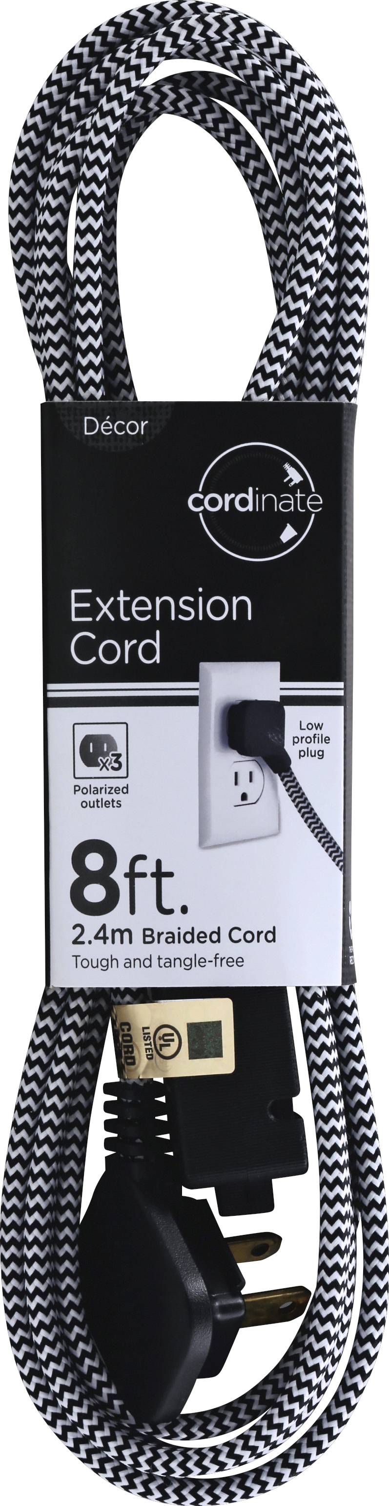 Cordinate Decor 8 ft Black Braided Extension Cord (7.1 oz)