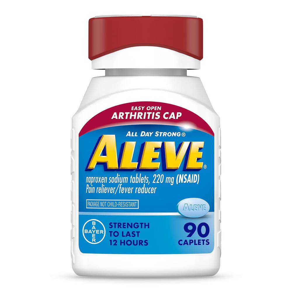 Aleve Easy Open Arthritis Cap Pain Relief Naproxen Sodium 220MG (NSAID) Caplets, 90 CT