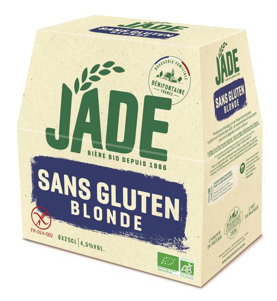 Jade - Bière blonde bio sans gluten (6 pièces, 250 ml)