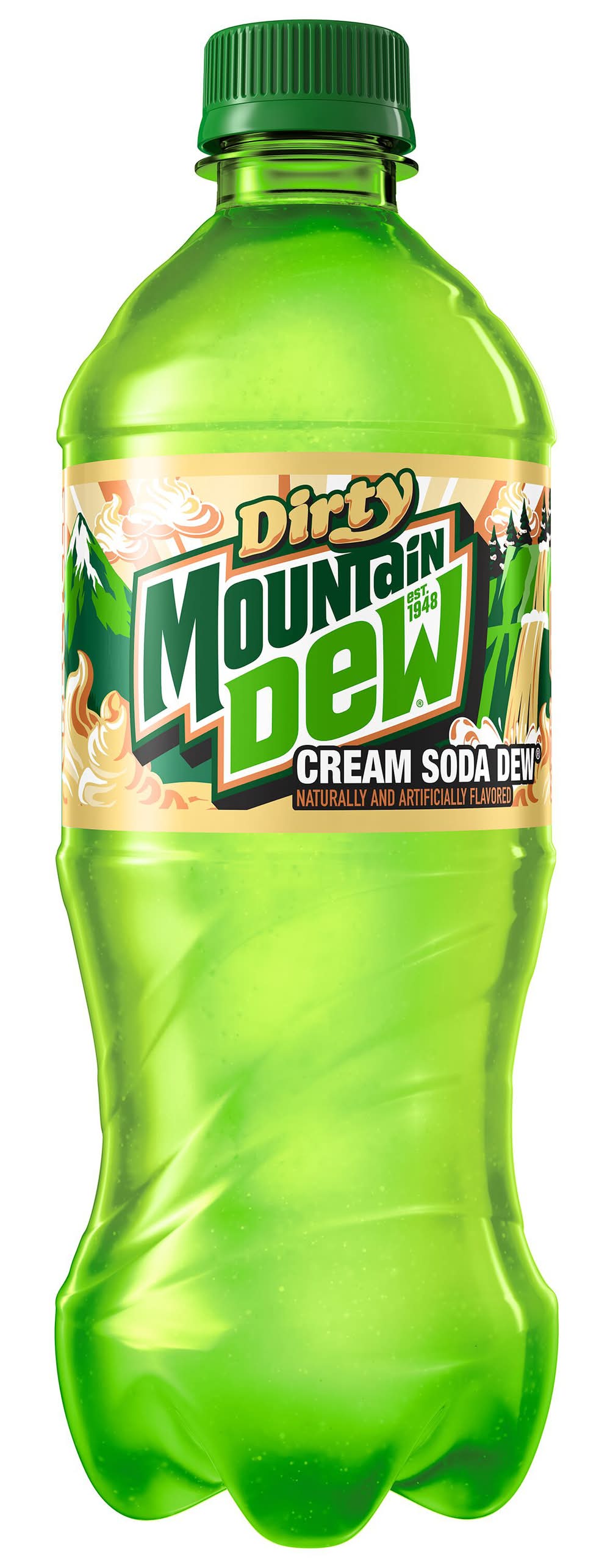 Mountain Dew Dirty Dew Soft Drink, Cream Soda (20 fl oz)