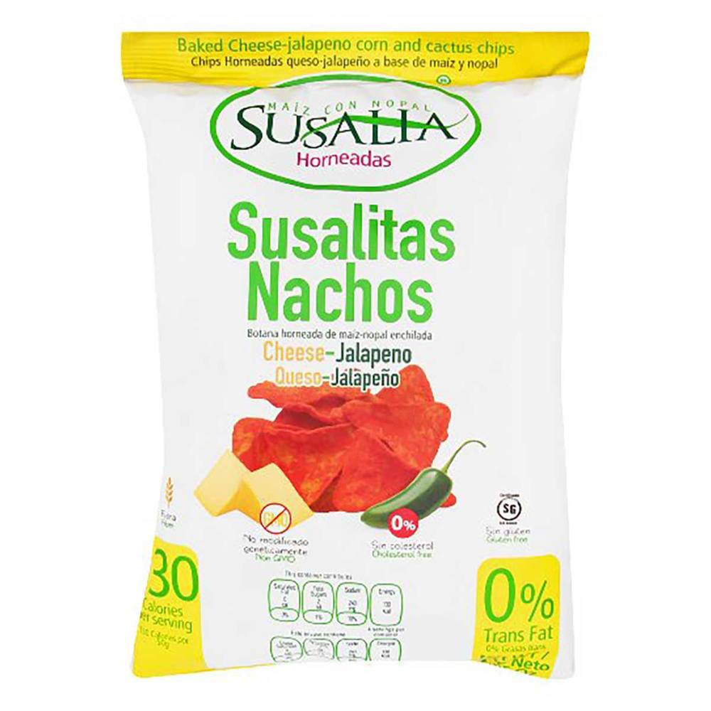 Susalia · Botanas horneadas de maíz y nopal enchilada, queso-jalapeño