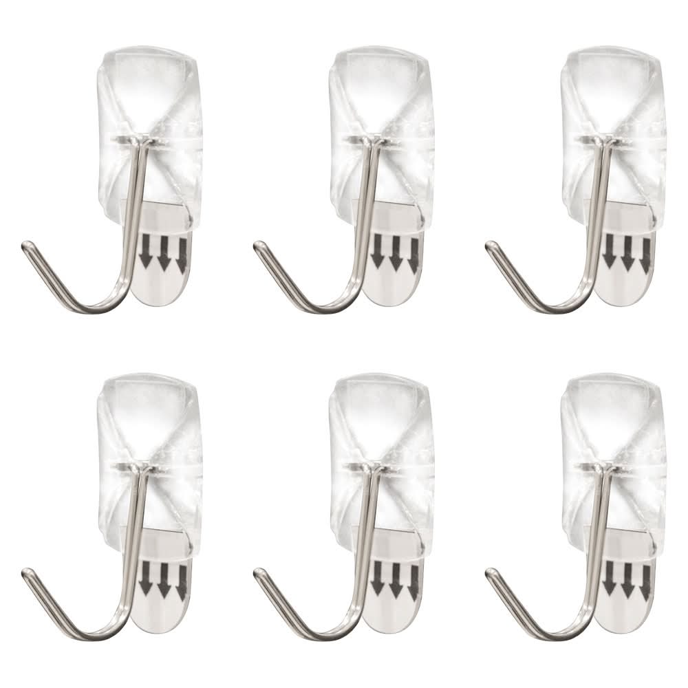 Easy Home Clear Small Hooks - 6pk