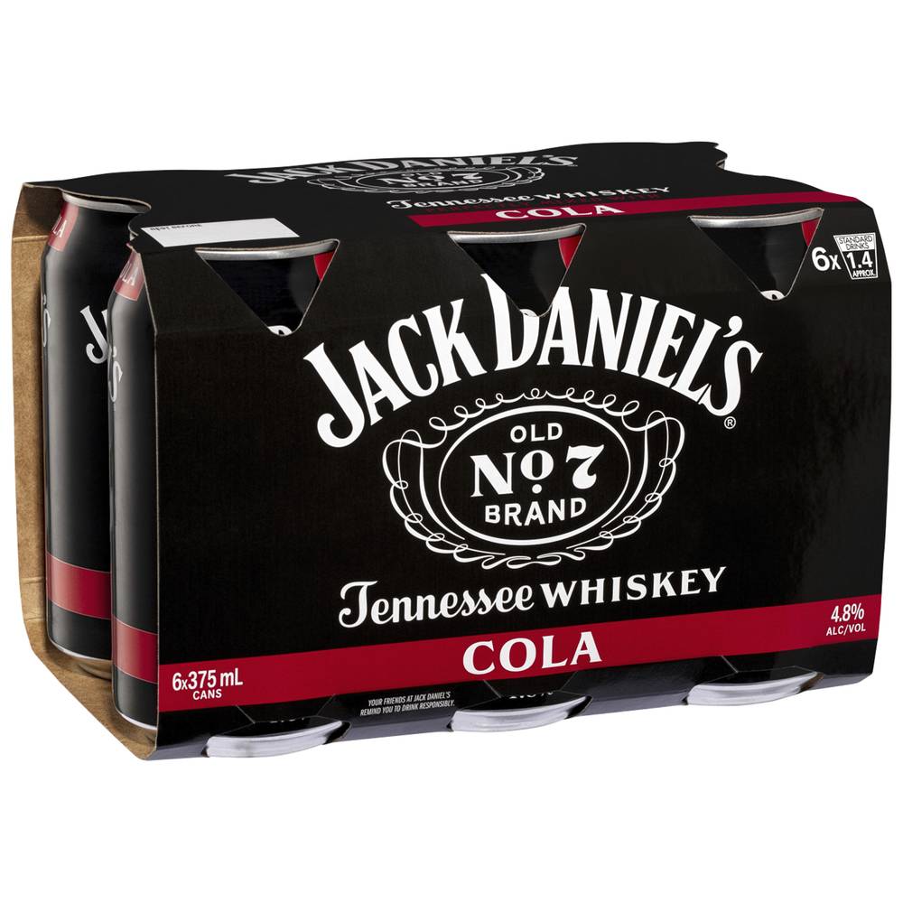 Jack Daniels & Cola Can 375mL  X 6 pack