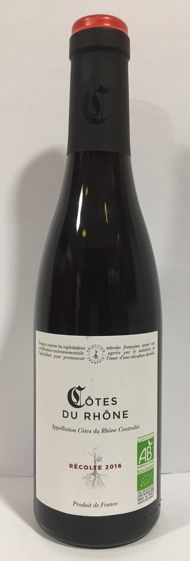 MFP - Vin rouge côtes de rhône bio récolte, 2016 (375ml)