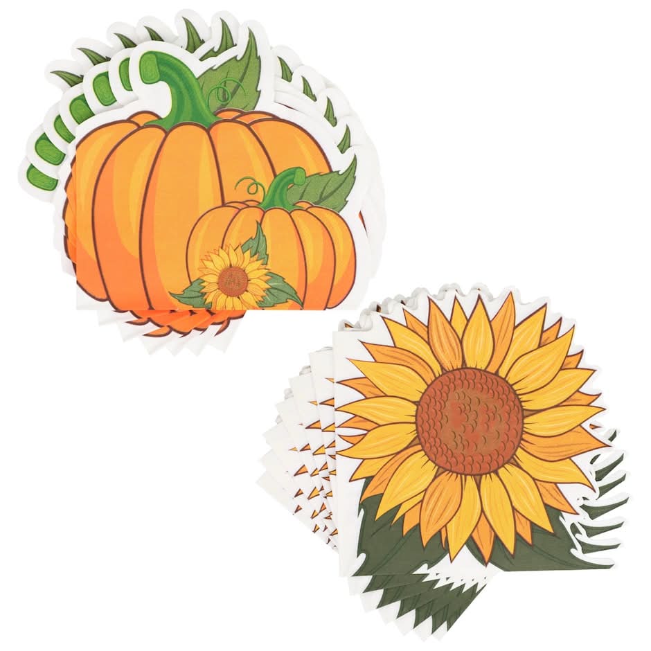 Seasonal Collection Harvest-themed Napkin, Assorted Designs, 16-pc Pack