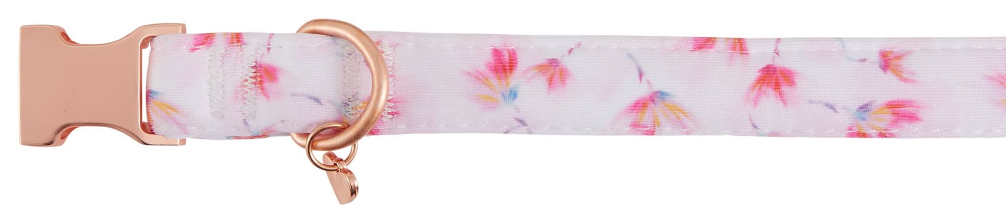 Top Paw® Peony Dog Collar, Flower Dog Collar, White & Pink Dog Collar, Comfortable, Adjustable (Color: Pink, Size: Small)