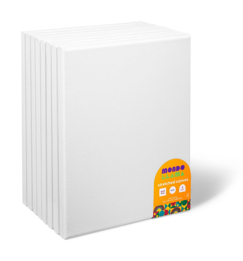 Mondo Llama Stretched Canvas, 8 x 10 in, White (8 ct)