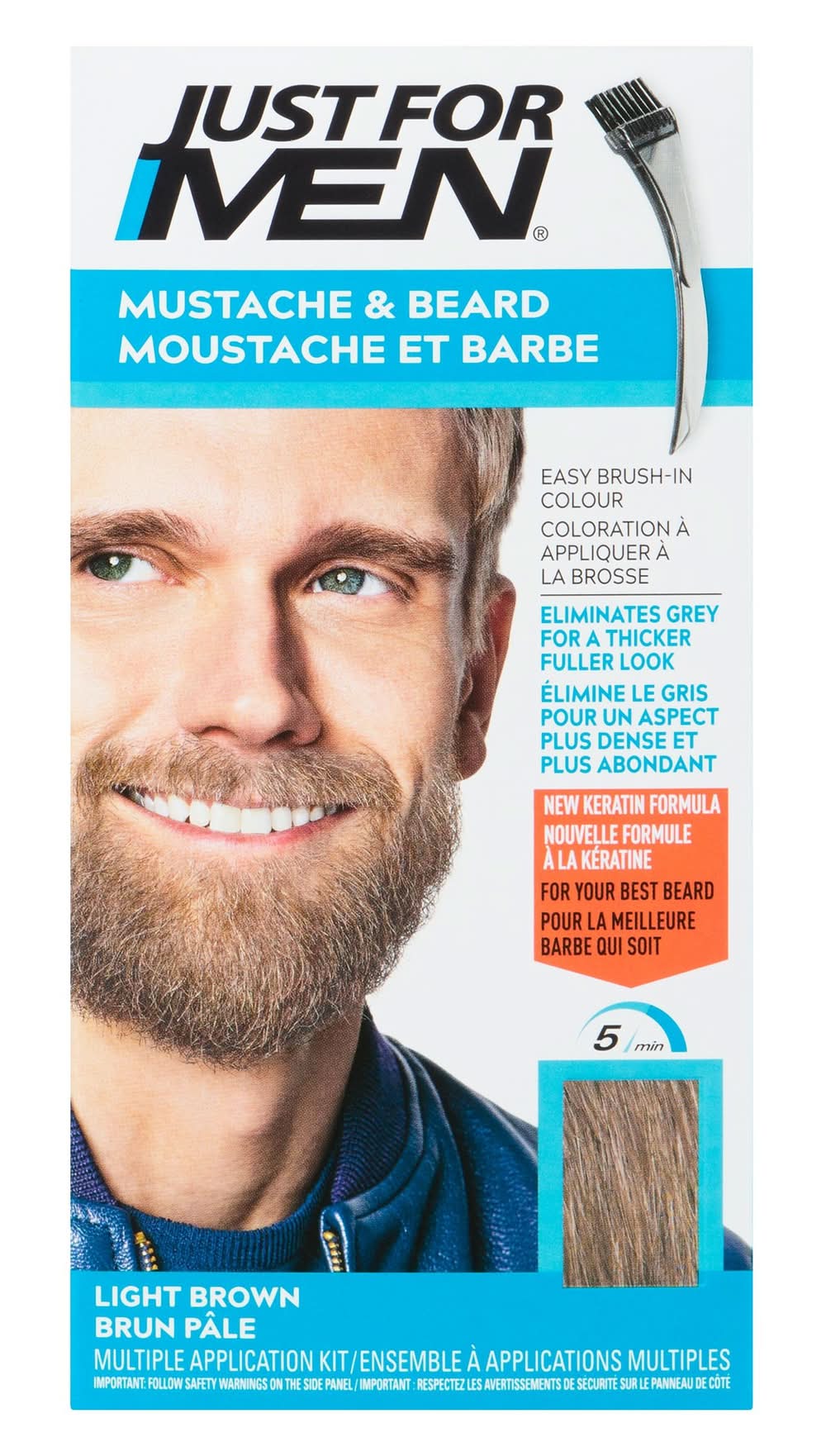 Just For Men Mustache & Beard M-25 Light Brown Brush-In Colour Gel (30 g)