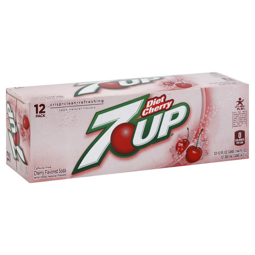 7 Up Diet Cherry Flavored Soda Cans, 12 fl oz - 12 pk