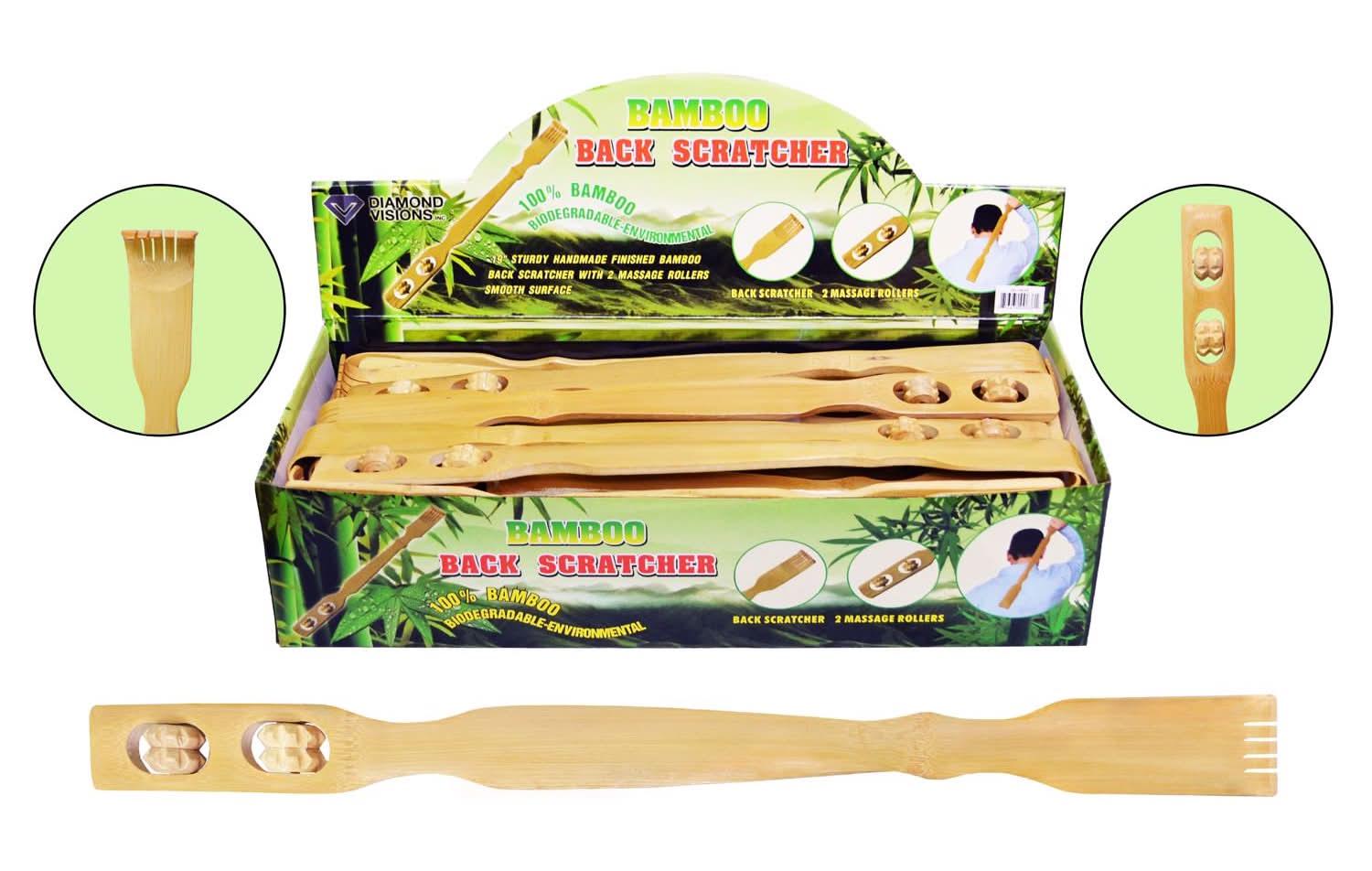 Diamond Visions Massager Back Scratcher Bamboo 1 Pk