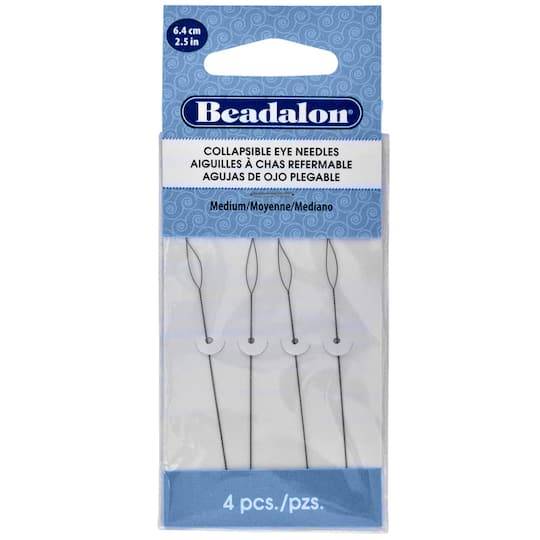 Beadalon 2.5 Inch Collapsible Eye Needles, Medium (4 ct)