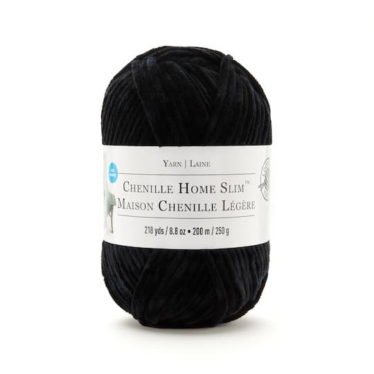 Chenille Home Slim Solid Yarn Loops & Threads, Black