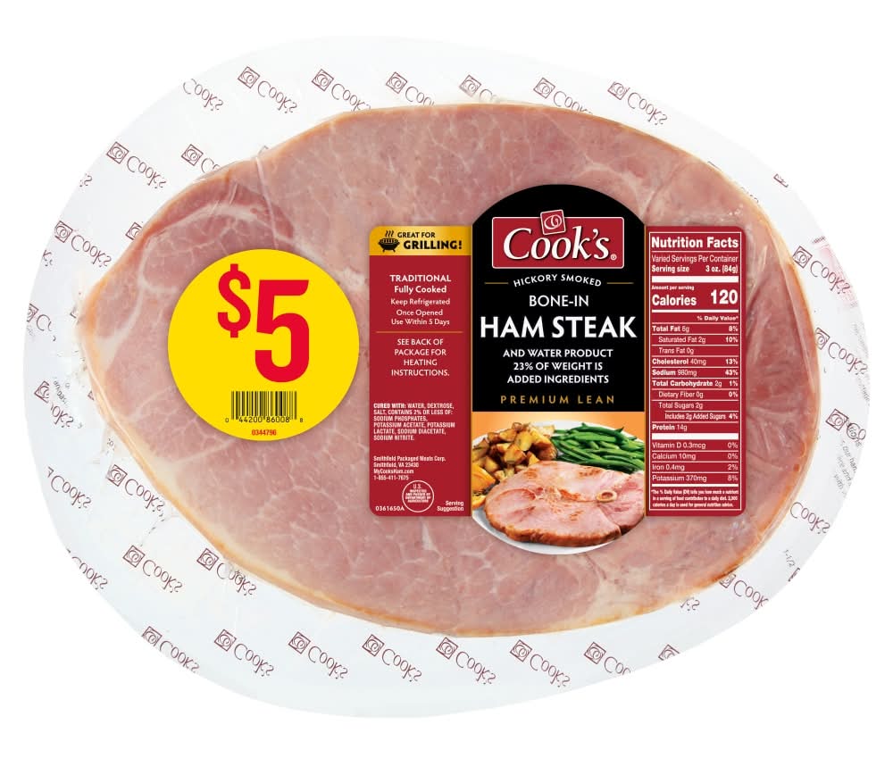 Cook's Hickory Smoked Bone-In Ham Steak (21 oz)