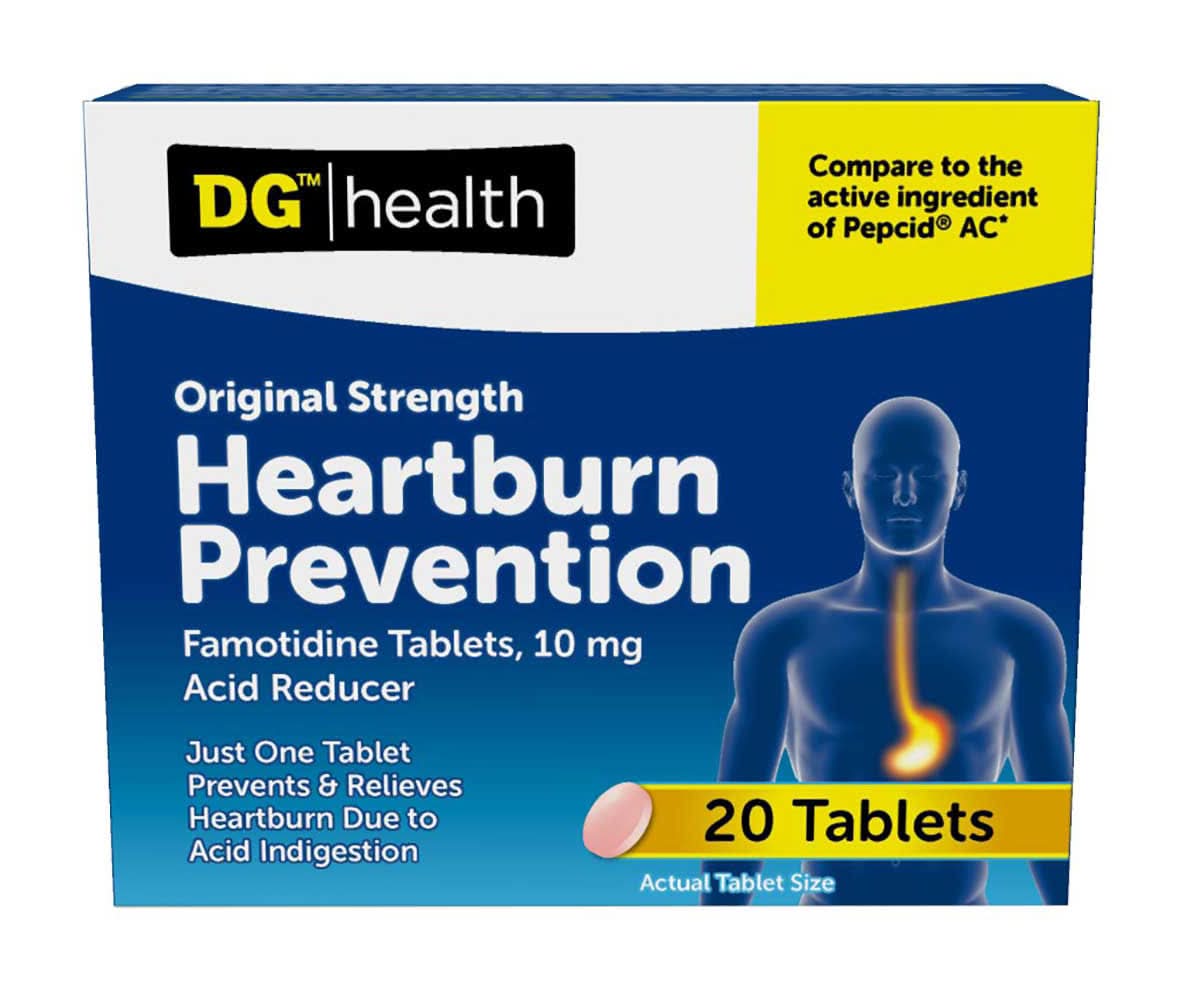 Original Strength Famotidine Tablets 10 Mg Acid Reducer For Heartburn Relief