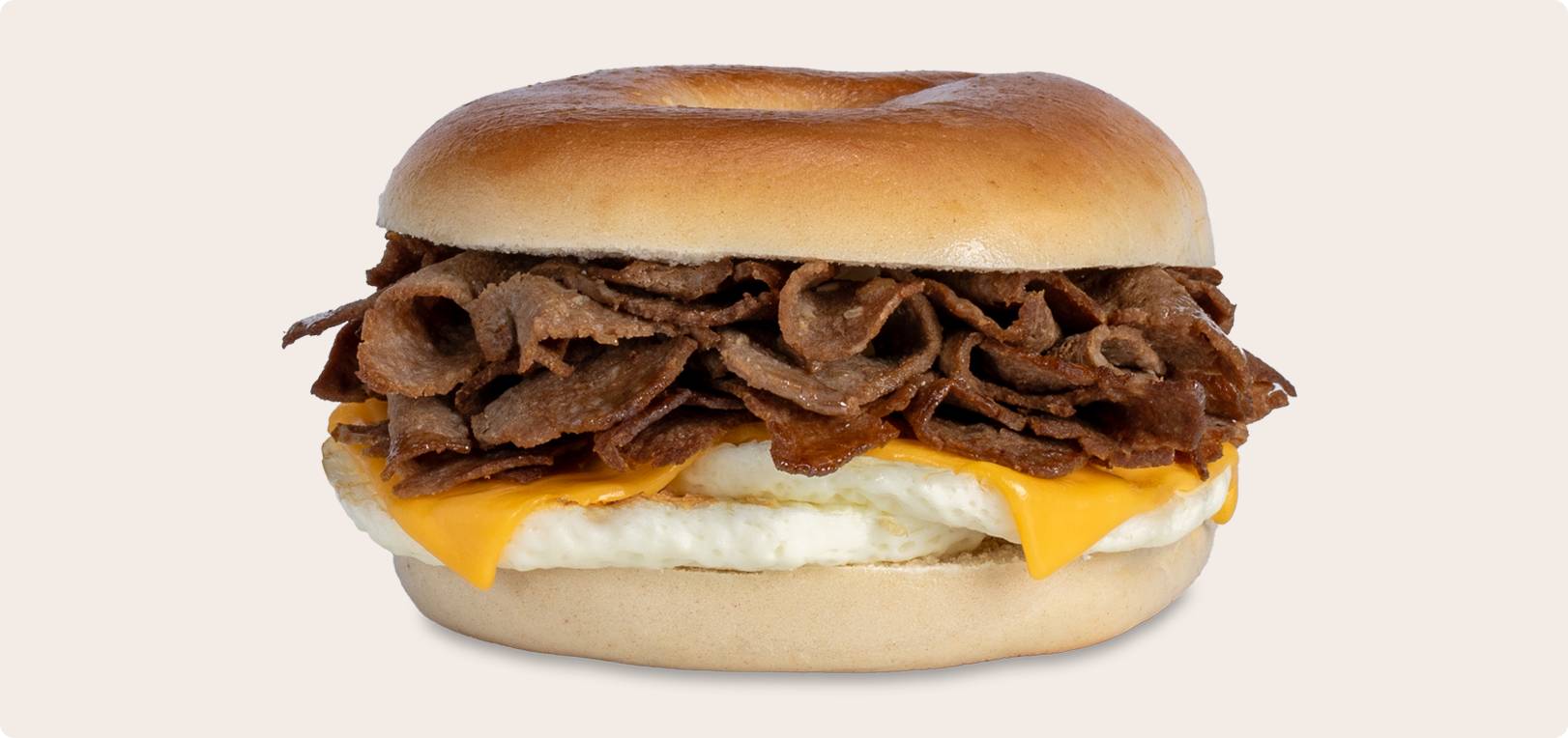 Steak, Egg & Cheese on a Bagel